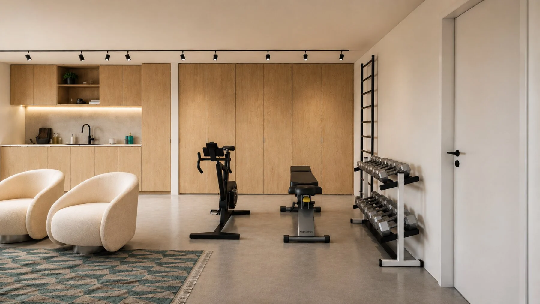Wellness en sportzone in kelder