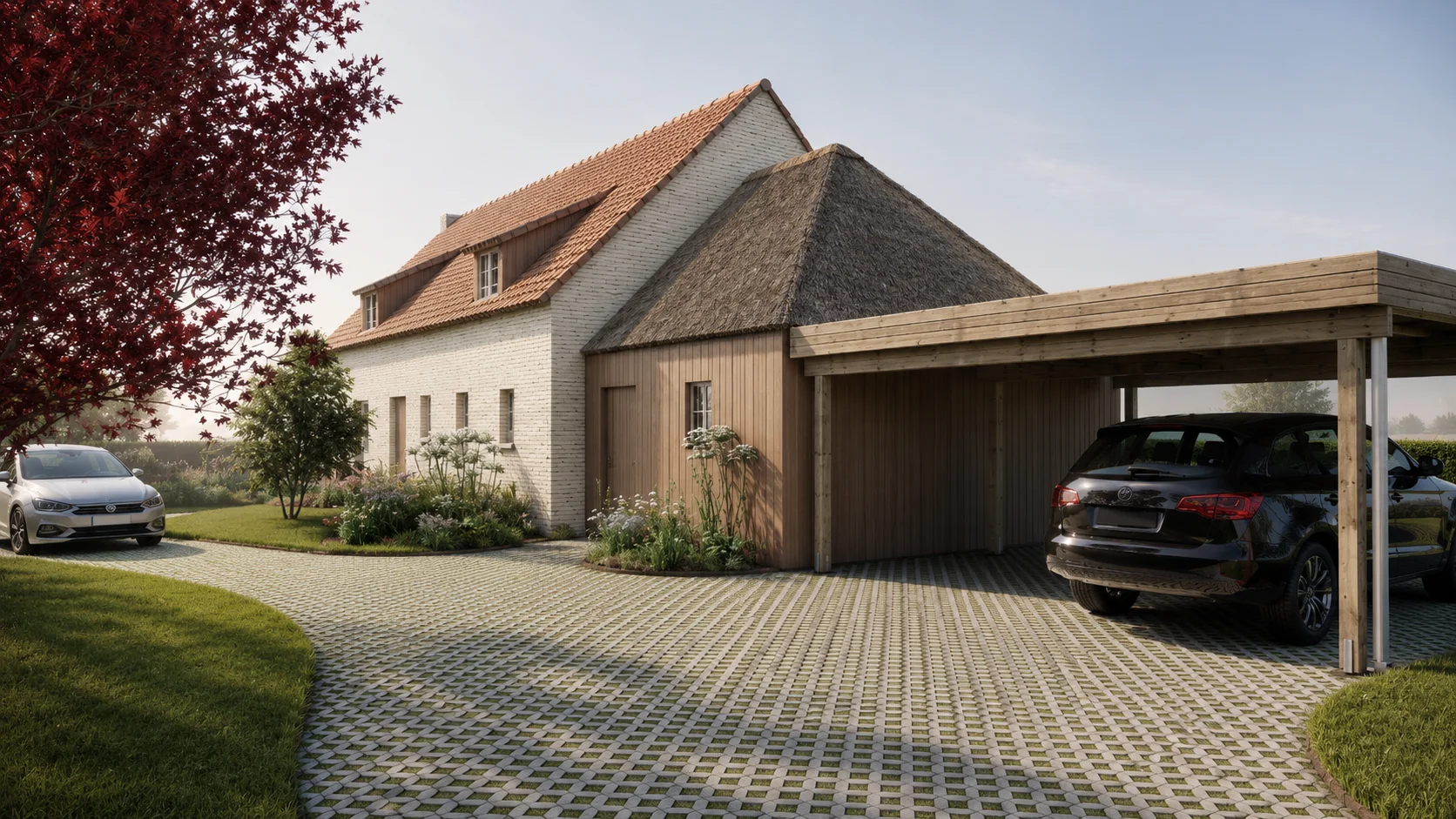 Achtertuinzijde · terrein en oprit