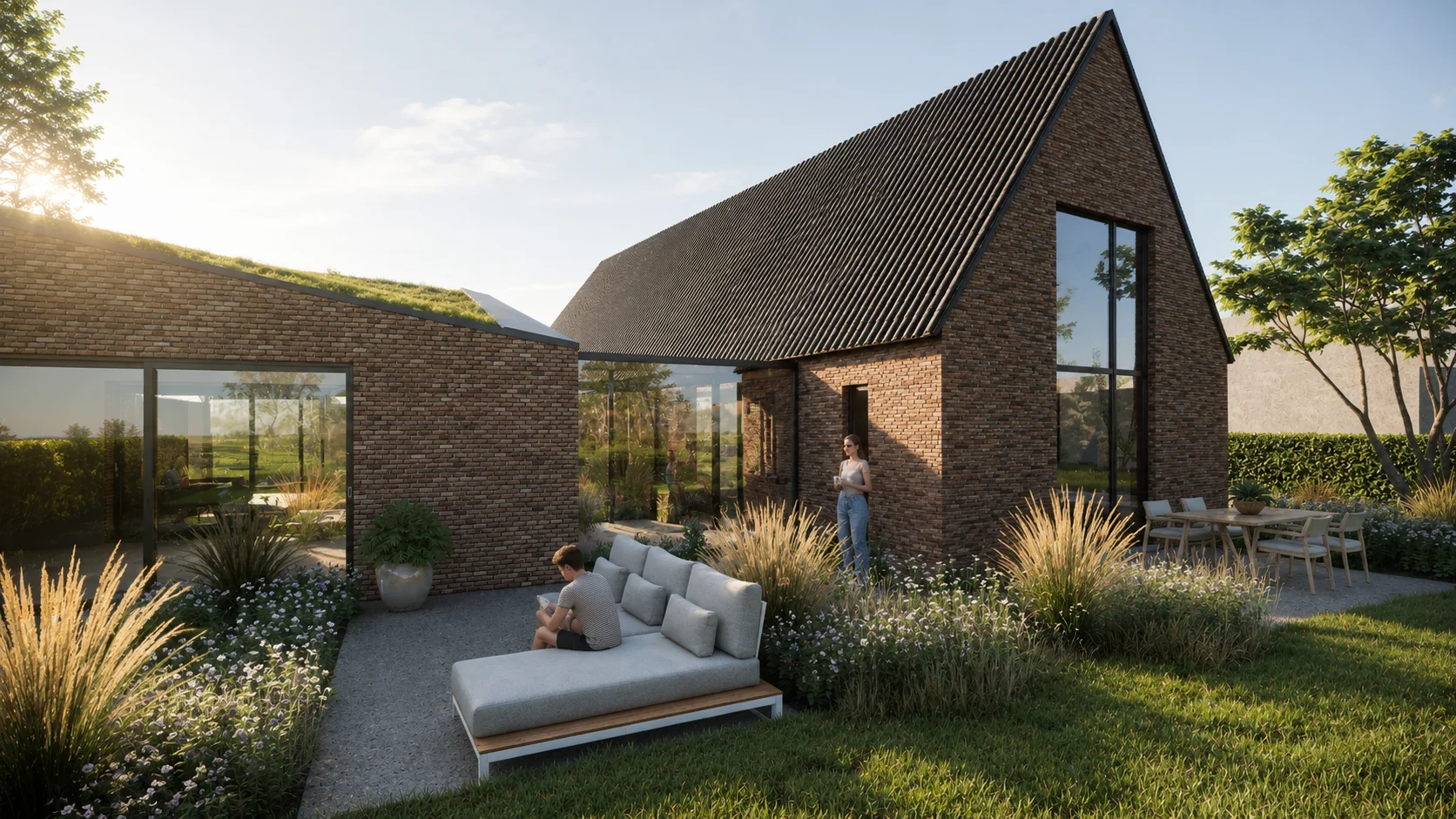 Terras en beplanting · sfeervolle uitwerking