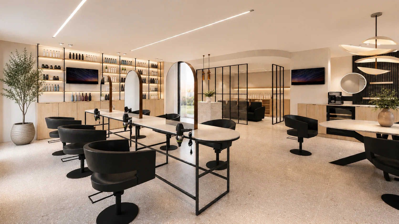 Saloninterieur totaaloverzicht