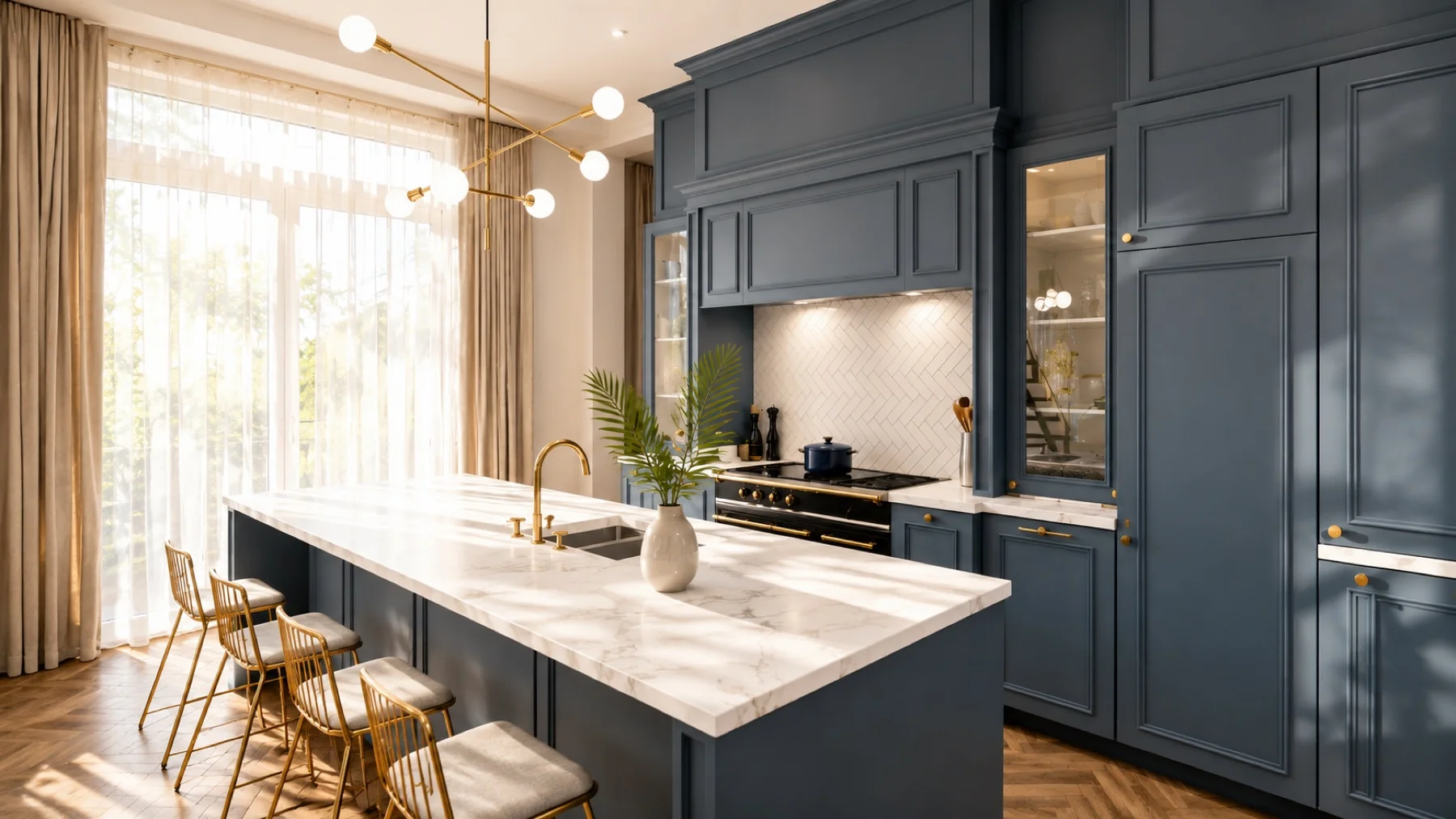 Cottage keuken met centraal fornuis